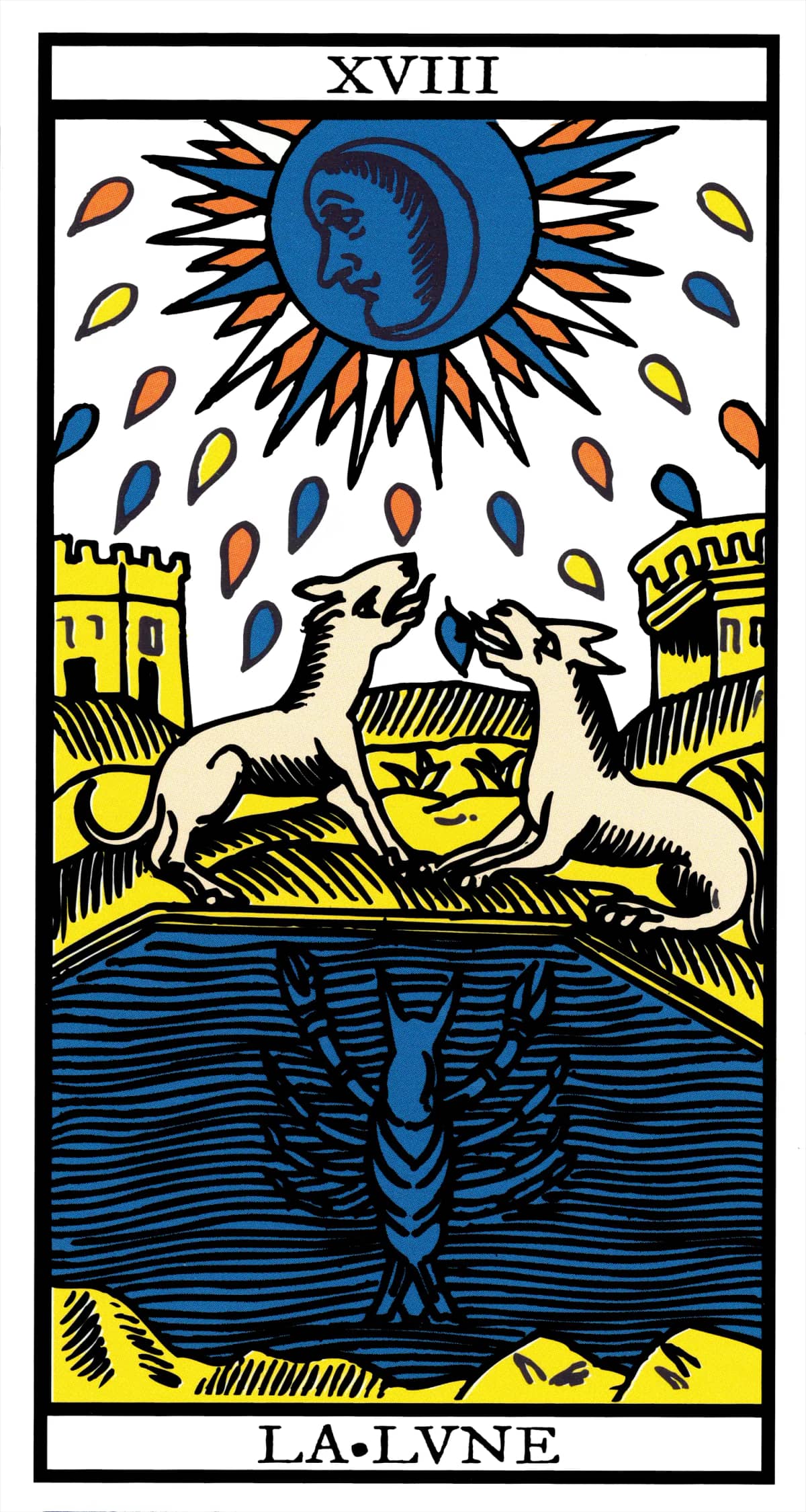 La Lune — Tarot de Marseille classique (type Grimaud)