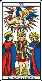 Les Amoureux — Tarot de Marseille classique (type Grimaud)
