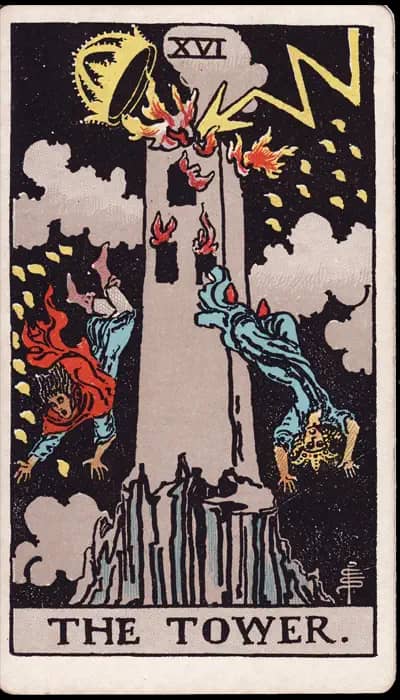 La Maison Dieu (La Tour) — Tarot Rider-Waite-Smith
